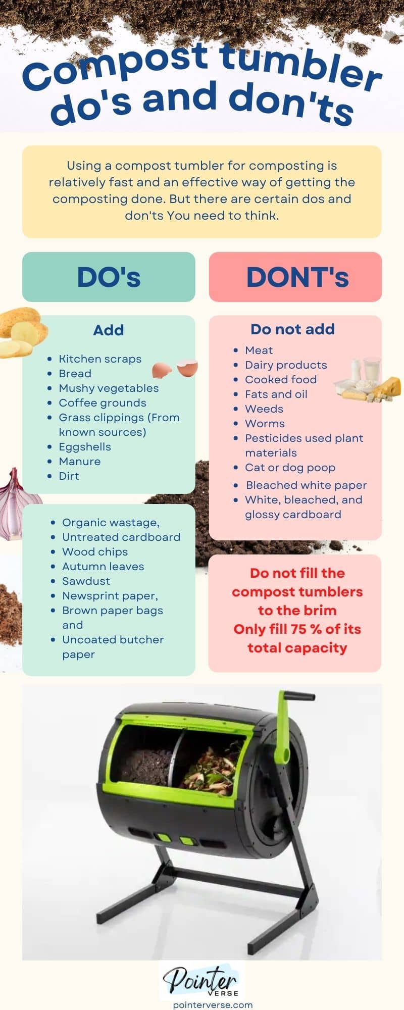 Compost tumbler do's and don'ts Infographic
